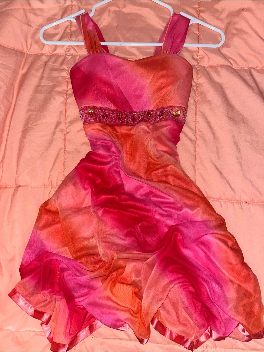 Zara Larson Speechless Pink and Orange Ombre Asymmetrical Party Dress